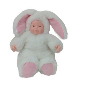Vintage Anne Geddes Baby Doll Bunny Rabbit Plush 9" Stuffed Animal 1997